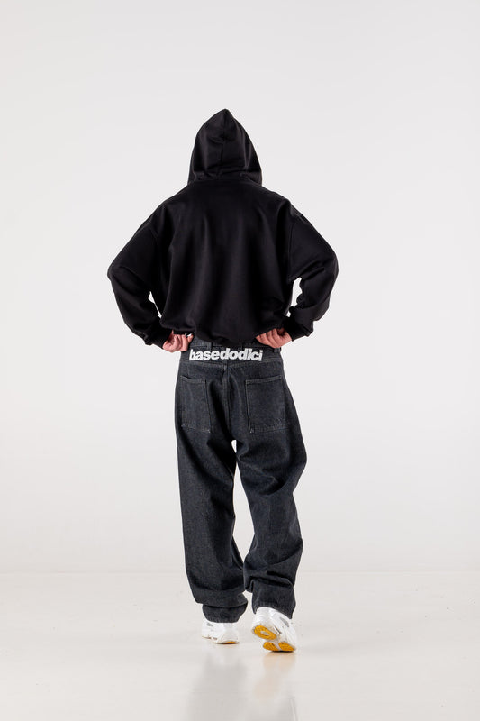 Denim Pants “DE LA RUE À LA RUE” BackLogo Black